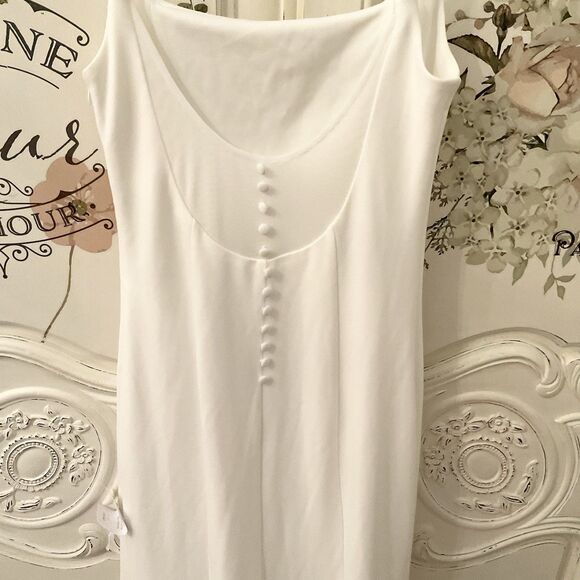 Lulus Blessed Romance Dress Women's M White Sleeveless Mermaid Maxi Button NWT - Picture 13 of 16